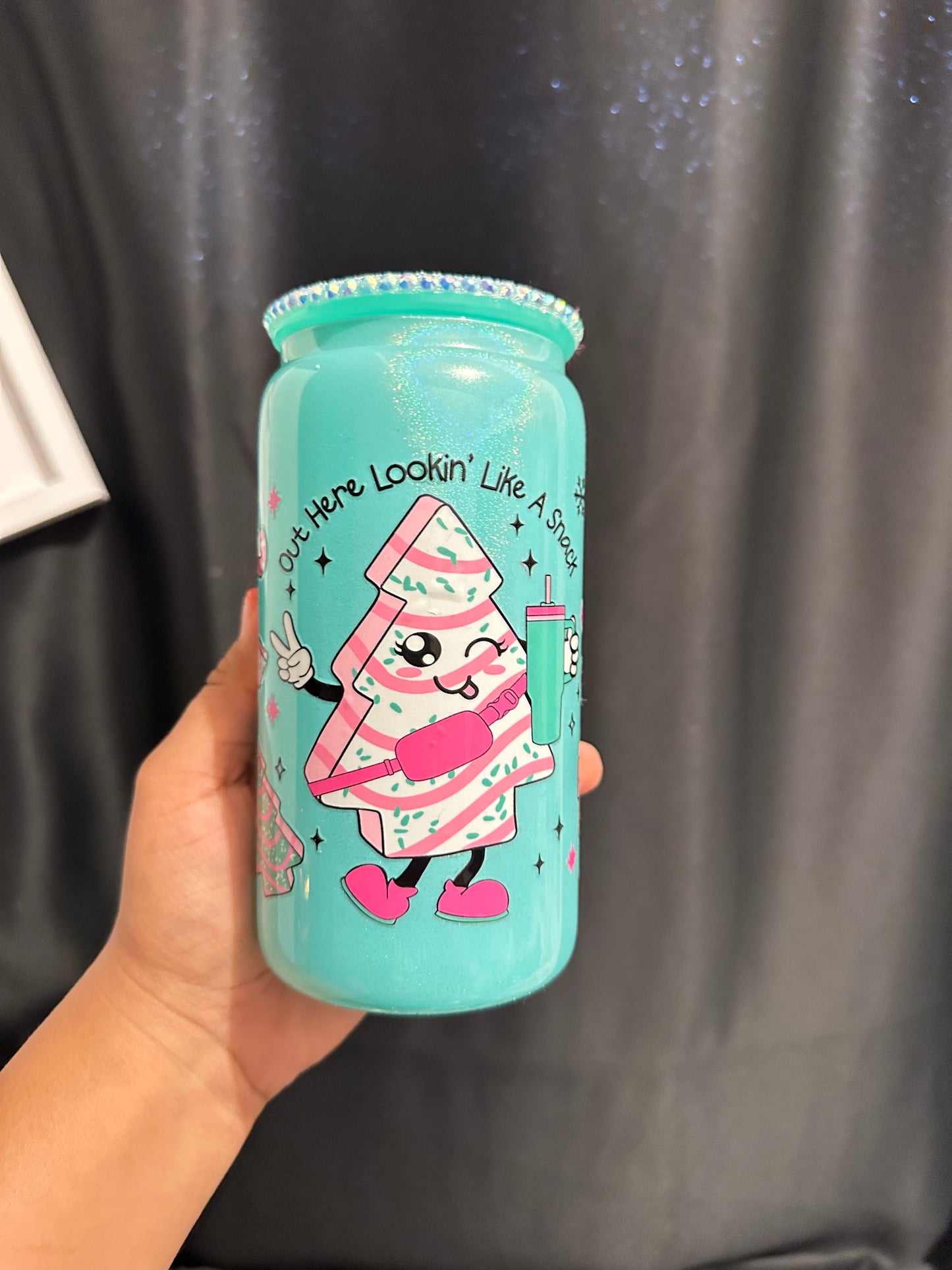 Christmas Snack w/ Rhinestone Lid