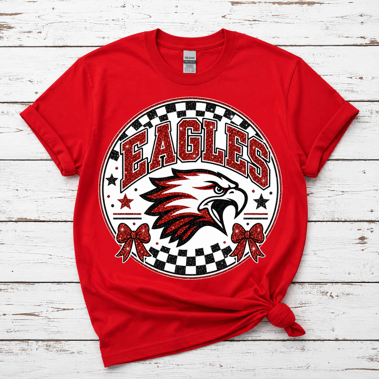 Checkered Glitter Circle Eagles