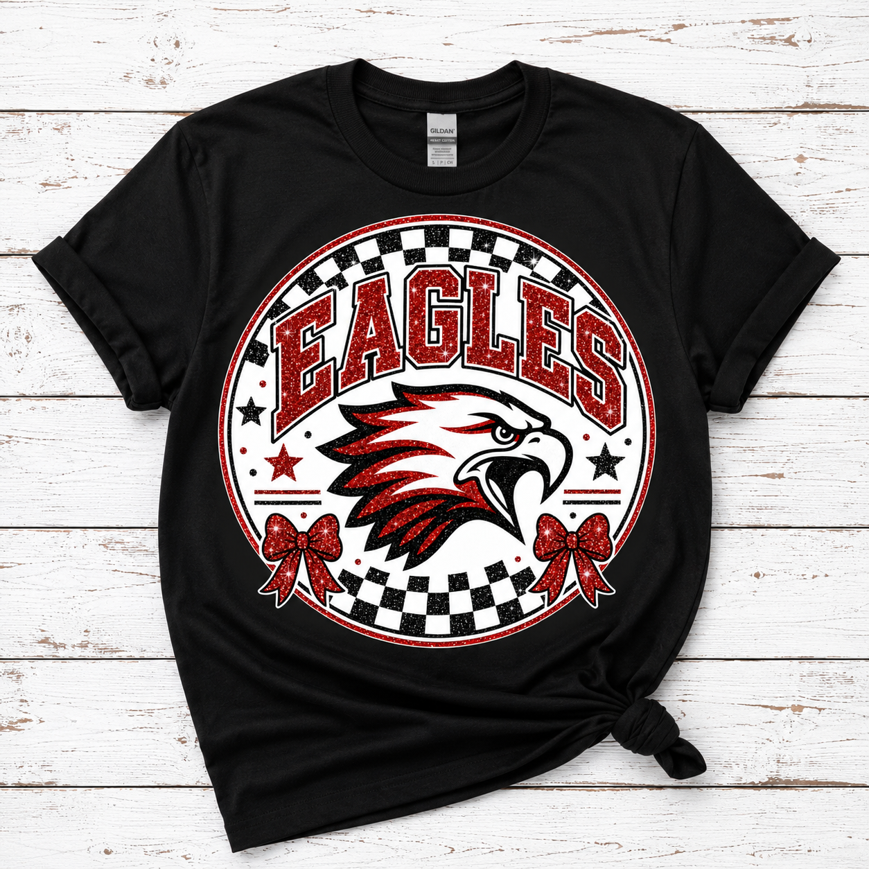 Checkered Glitter Circle Eagles