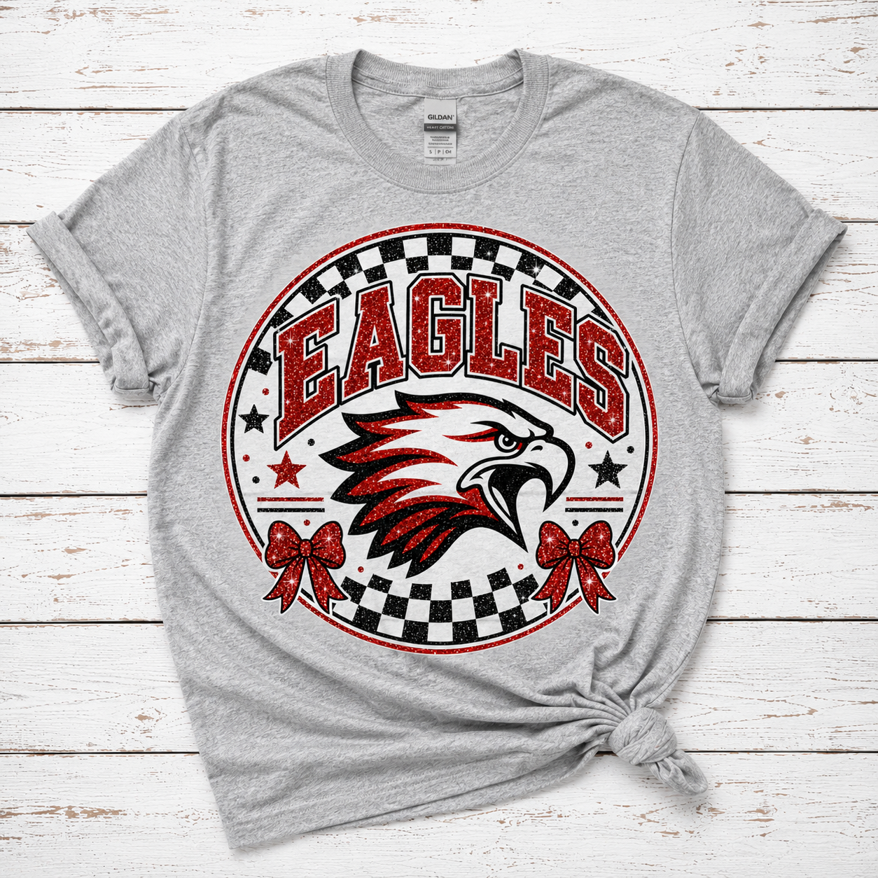 Checkered Glitter Circle Eagles