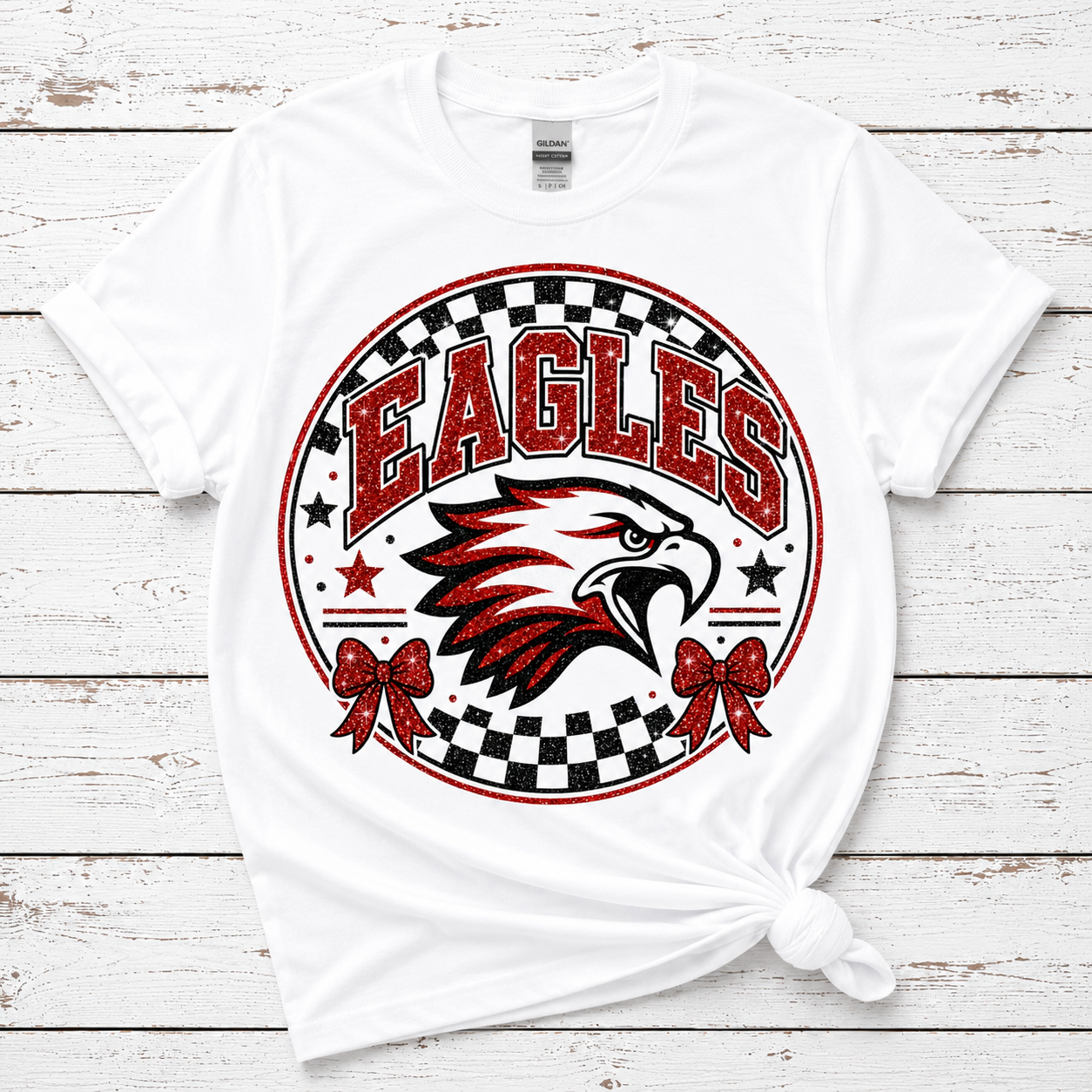 Checkered Glitter Circle Eagles