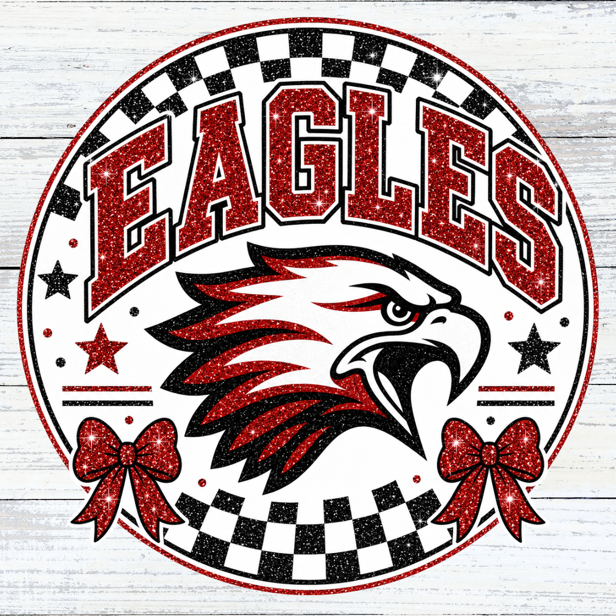Checkered Glitter Circle Eagles