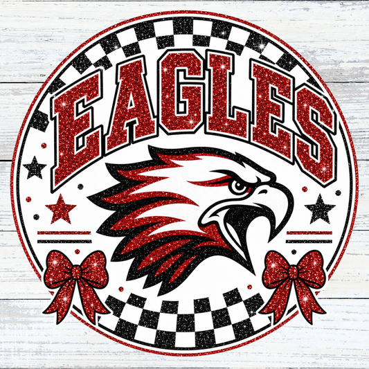 Checkered Glitter Circle Eagles